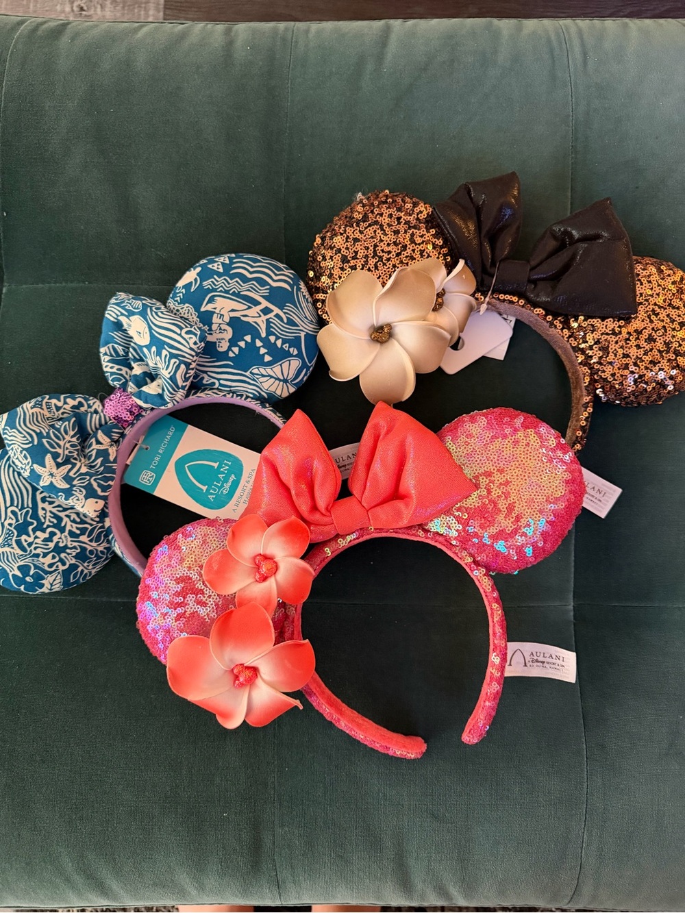 Lot of 3 Disney Aulani Minnie Ear Headbands, Tori Richard